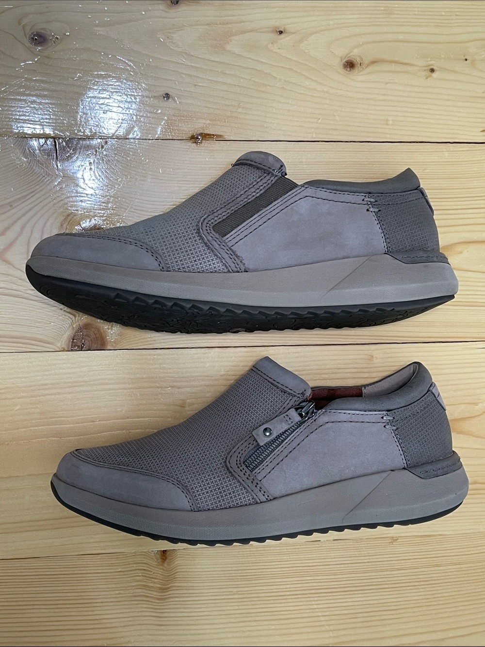 Cobb Hill Skylar Zip Slip-On Sneaker Taupe Suede Mesh Comfort Flat Size 8 - Picture 12 of 16